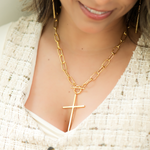 Load image into Gallery viewer, Collar Eslabones y Cruz Grande C1324