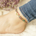 Load image into Gallery viewer, Tobillera chaquira carita feliz T024