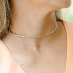 Load image into Gallery viewer, Choker plateado trenzado C471
