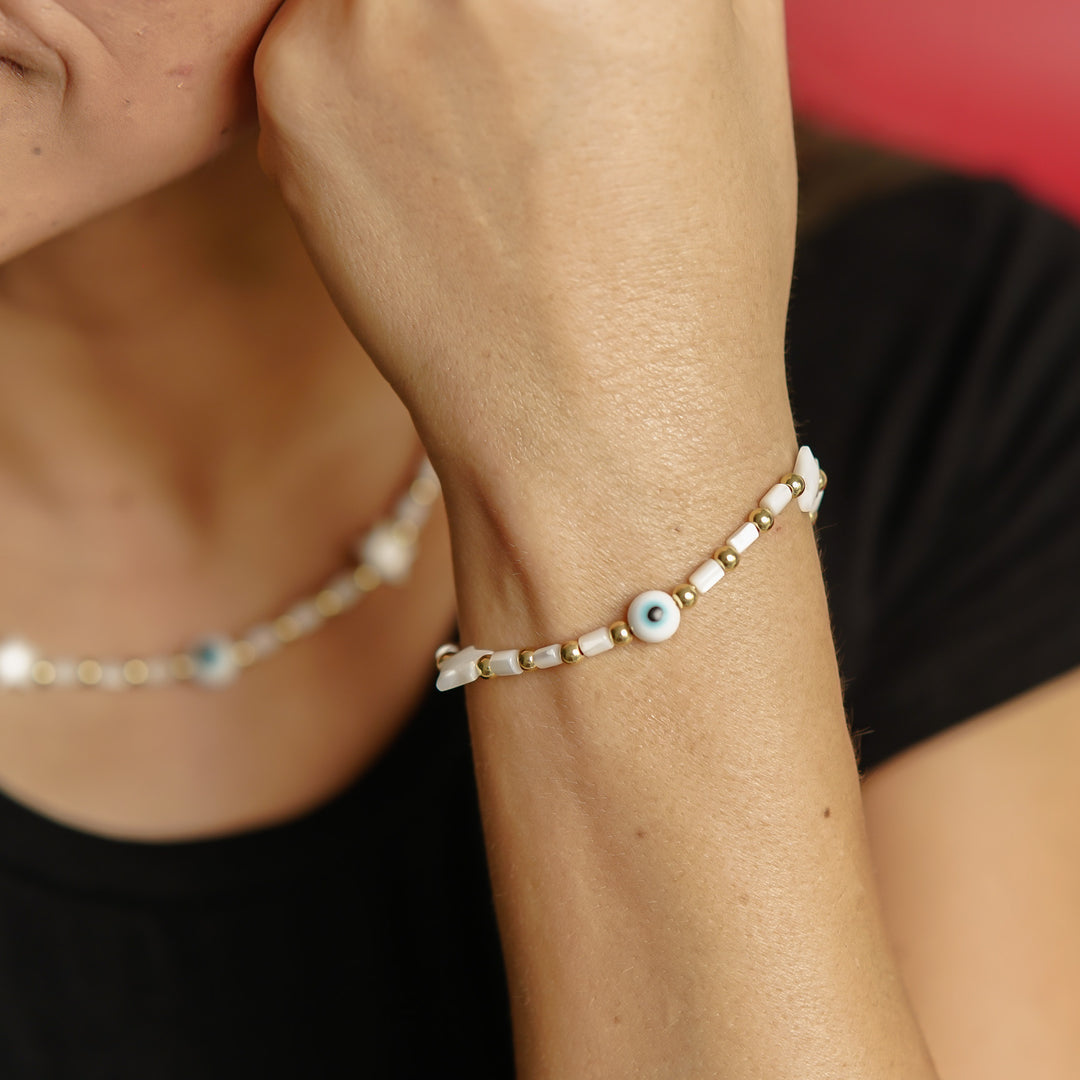 Set Choker y Pulsera Ojito Turco C950