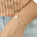 Load image into Gallery viewer, Pulsera Ojitos, Cruz y Corazón P774
