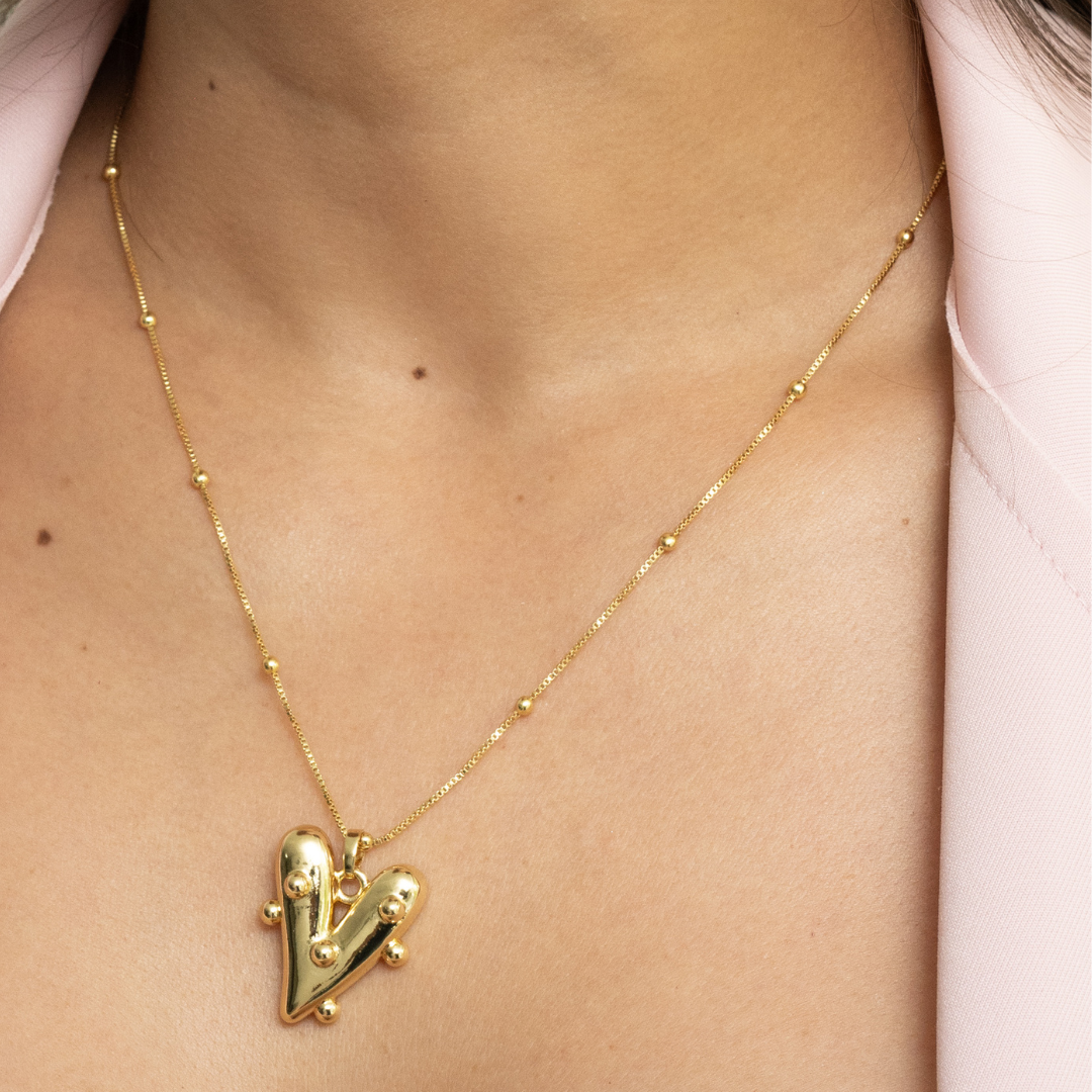 Cadena Corazón puntos con Aretes C1219