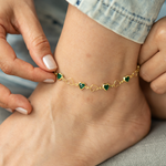Load image into Gallery viewer, Tobillera Corazón Cristal Verde T044
